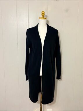 Skull Cashmere Longline Open Front Cardigan Duster Skull Black Size S